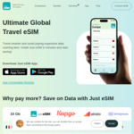 Travel eSIM with Free 200MB Data (Valid for 3 Days) in 84 Countries @ Just eSIM Hong Kong (App Required)