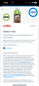 Collect 1 Free Dare Oat Milk Dairy Free Double Espresso or Mocha 400ml at Coles @ Flybuys (Activation Required)