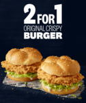 2 for 1 KFC Original Crispy Burger - Pickup Only @ KFC App/Online