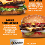 Tradies Deal $13.95: 1 Famous Star Burger with Cheese, 1 Double Cheeseburger, 1 Medium Fries + Free Deodorant 160ml @ Carl's Jr