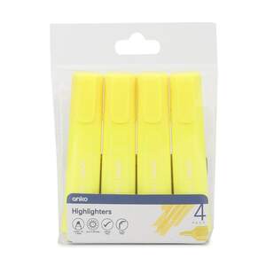 Anko 4 Pack Highlighters - Neon Yellow $0.50 + Delivery ($0 C&C/ in-Store/ OnePass/ $65 Order) @ Kmart