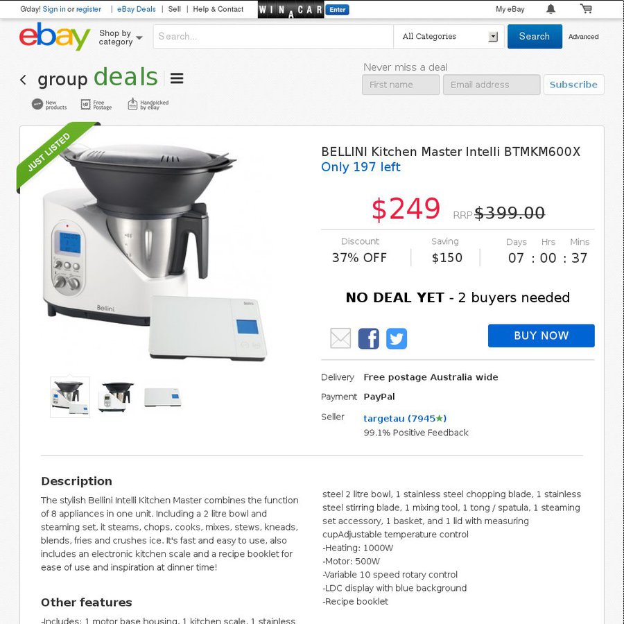 Bellini Kitchen Master Btmkm600x From Target Group Deal On