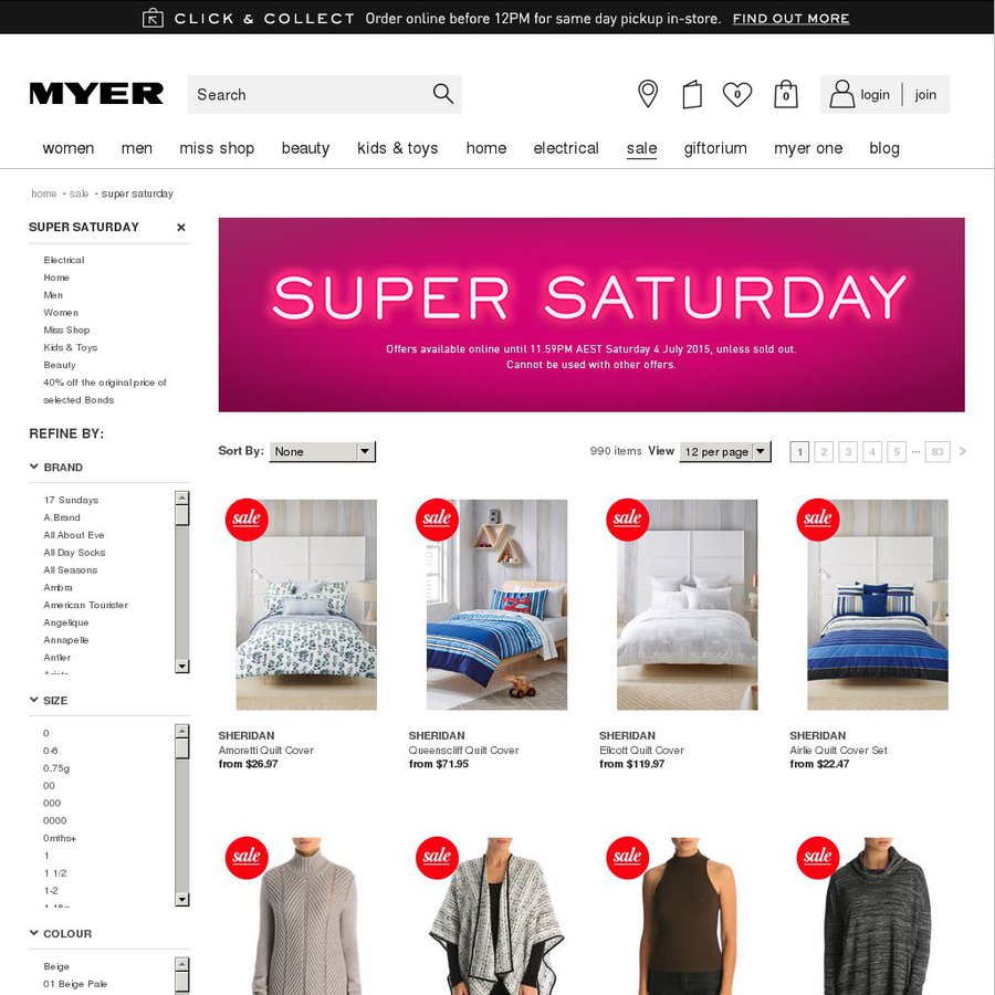 Myer Super Saturday 1 Day Sale Online Now & inStore Tomorrow OzBargain