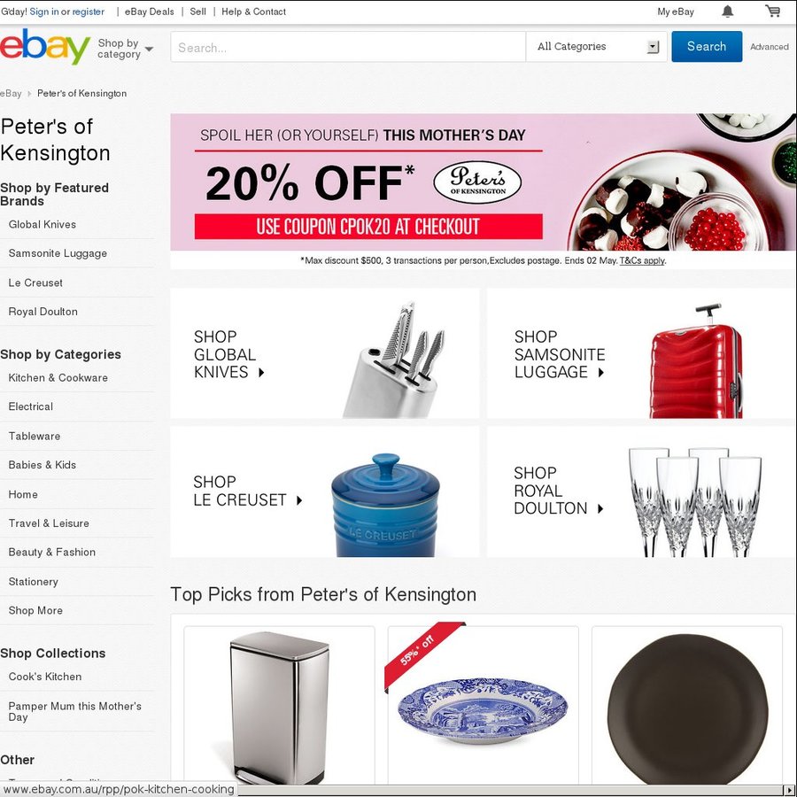 20 off Everything Peter's of Kensington eBay OzBargain