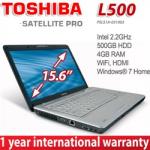 Toshiba L500, Dual Core T4400 15" Wide Screen, 4gb, 500gb HD HDMI Windows 7 ONLY $649