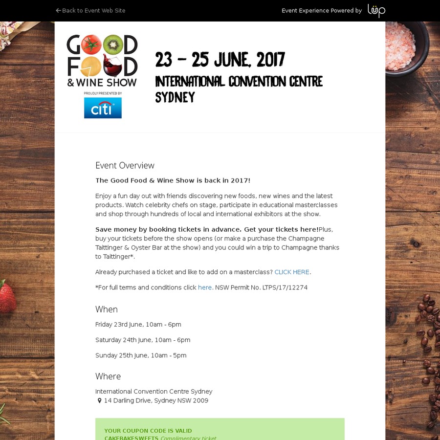 Free Tickets to The Good Food Wine Show 2017 Sydney OzBargain