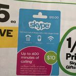 ½ Price Skype Gift Cards @ Woolworths