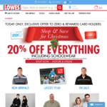 20% off Storewide (Includes Schoolwear) @ Lowes