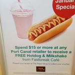[SA] Claim a Free Hotdog and Milkshake (from Fastbreak Cafe) when You Spend Over $15 @ Port Canal Shopping Centre (Pt Adelaide)