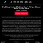 30% off Traditional/Premium Pizzas @ Domino's