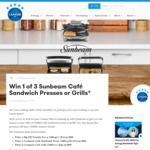 Win 1 of 3 Sunbeam Café Sandwich Presses or Grills from Canstar Blue