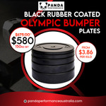 [NSW] Black Olympic Rubber Bumper Plate Sets 100kg &150kg Sets from $3.86/kg C&C /+ Delivery (within 10km) @ Panda Performance