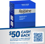 Regaine Men's Extra Strength Foam Hair Regrowth Treatment 4x 60g $124.95 ($74.95 after Redemption) @ Discount Chemist Online