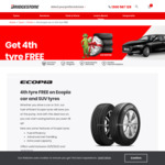 Buy 3, Get The 4th Tyre Free on Ecopia Car and SUV Tyres @ Bridgestone