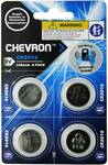 Chevron Lithium Coin Cell Batteries CR2016 4-Pack $6 (Was $10) @ Woolworths