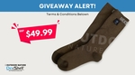 Win a DexShell Ultra Thin Crew Socks in Olive Green Worth $49.99 from Outdoor Nature