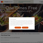 MasterCard: One Free Complimentary Main Course (Various Countries) @ Onedinesfree.com