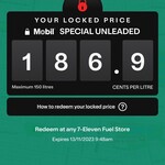 Special unleaded fuel lock in 7-eleven app at 186.9c (otherwise 225.9c) @ 7-eleven Point Cook, VIC