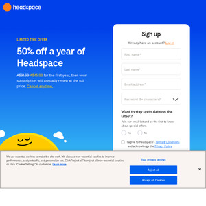 Headspace 12-Month Subscription $45.99 (Was A$91.99) @ Headspace