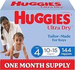 Huggies Ultra Dry Nappies Boy (Sizes 4) One Month Supply Pack $60 ($51 S&S with Prime) Delivered @ Amazon AU