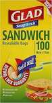 Glad Snap Lock Resealable Sandwich Bags 100 Count $4.00 ($3.60 S&S) + Delivery ($0 with Prime/$59 Spend) @ Amazon AU