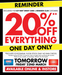 Lowes 20% Discount. TODAY ONLY. Online or in-Store. Free membership required.