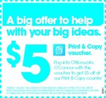 Free $5 Print & Copy Officeworks Voucher (O'Conner, WA) Only