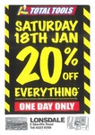 Total Tools Lonsdale SA 20% off Everything - 1 Day Only - 18 Jan 2014