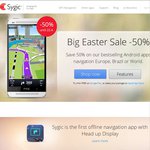 Sygic Maps Big Easter Sale 50% Off - Europe, Brazil or World - Eur 44.95 World Map - Android & IOS