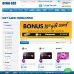 Bonus 10% Gift Card with Purchase of TV $1000 and over @ Bing Lee