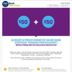 ME Bank EveryDay Transaction Account Customer Refer a Friend - $50 Each (Conditions Apply)