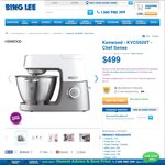 Kenwood Chef Sense Mixer + Ice Cream Bowl Attachment + Extra Bowl $499 + $5 Shipping @ Bing Lee