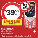 Nokia 3310 3G (Vodafone Locked) $39.50 @ Coles