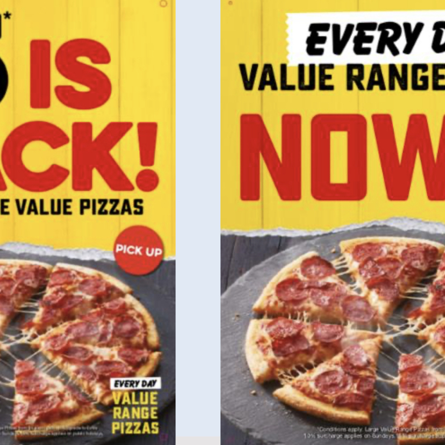 Value Range Pizzas 5 (Was 5.95) (Pickup) Domino's OzBargain