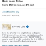 AmEx Statement Credits: David Jones Online Spend $100 or More, Get $15 Back