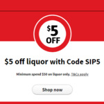 $5 off Liquor with $50 Spend @ Coles