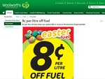 Spend $50 at Woolworths Supermarkets for 8c/litre off Fuel