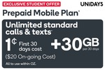 Kogan Prepaid Mobile 30 Days 30GB SIM $0.01 Delivered @ Kogan