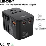 LENCENT Universal Travel Adapter, GaN 65W 2 USB-C PD, USB Port US$15.60 (~A$23.75) Shipped @ Factory Direct Collected AliExpress
