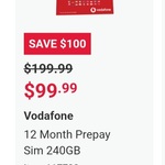 Vodafone Prepaid Starter Pack SIM (240GB, 12 Month Expiry) $99.99 ($100 off) @ Costco, in-Store (Membership Required)