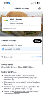 [NSW] $5 off Subway (Min $8 Spend) with ShopBack Pay @ ShopBack App