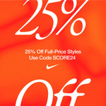 25% off Full Price Items with Min $85 Spend (with Exclusions, Membership Required) & $9.95 Delivery ($0 over $270) @ Nike