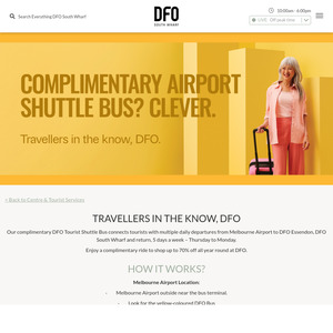 [VIC] Free Melbourne Airport Shuttle to/from South Wharf or Essendon Fields DFO, Thursdays-Mondays @ DFO