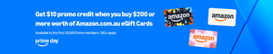 [Prime] $10 Promo Credit on $200+ Amazon Gift Card Spend (First 10,000 Prime Members) @ Amazon AU