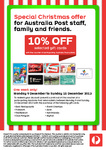 10% off Selected Gift Cards at Australia Post