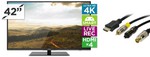 42" 4K Smart LED TV (Ultra HD) $499 + Delivery (Bonus Cable Pack) @ Kogan