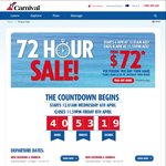 Carnival Cruises 72 Hour Sale - Cruises from $349 Per Person Interior Twin Share