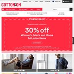 30% off Cotton On Women's, Mens & Home Full Priced Items - Online Only