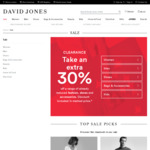 An Extra 30% off a Range of Already Reduced Fashion, Shoes and Accessories @ David Jones