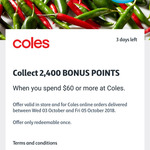 Collect 2400 Bonus Flybuys Points When You Spend $60 or More at Coles